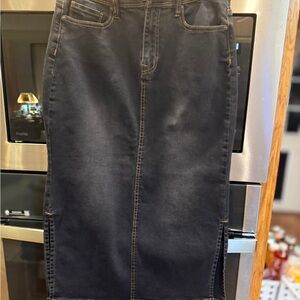 DG2 by Diane Gilman Dark Blue Denim long Skirt